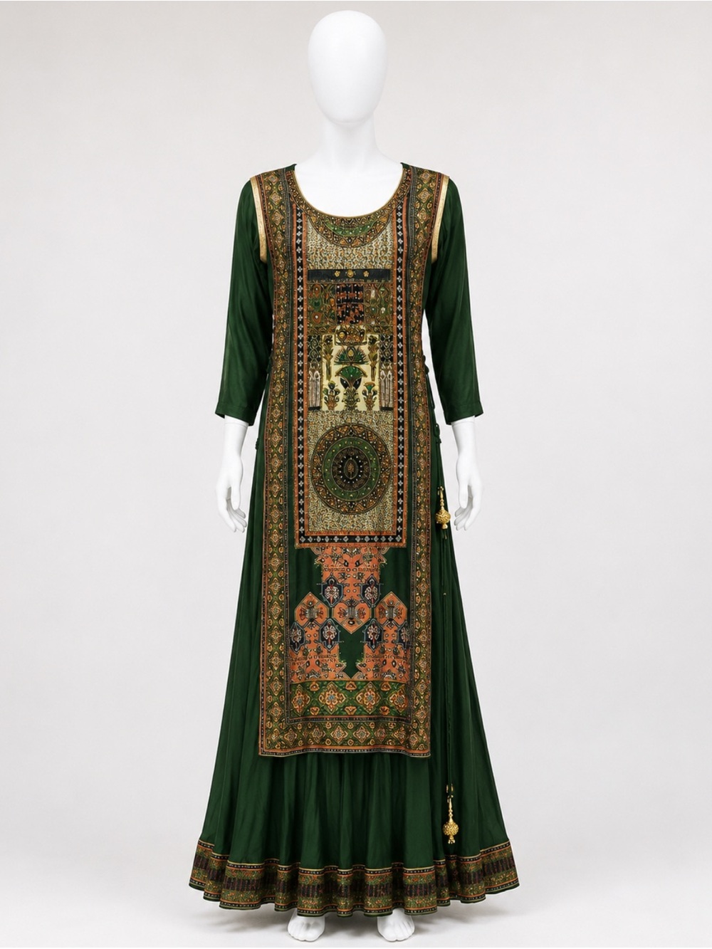 Elegant Green Embroidered Maxi Dress